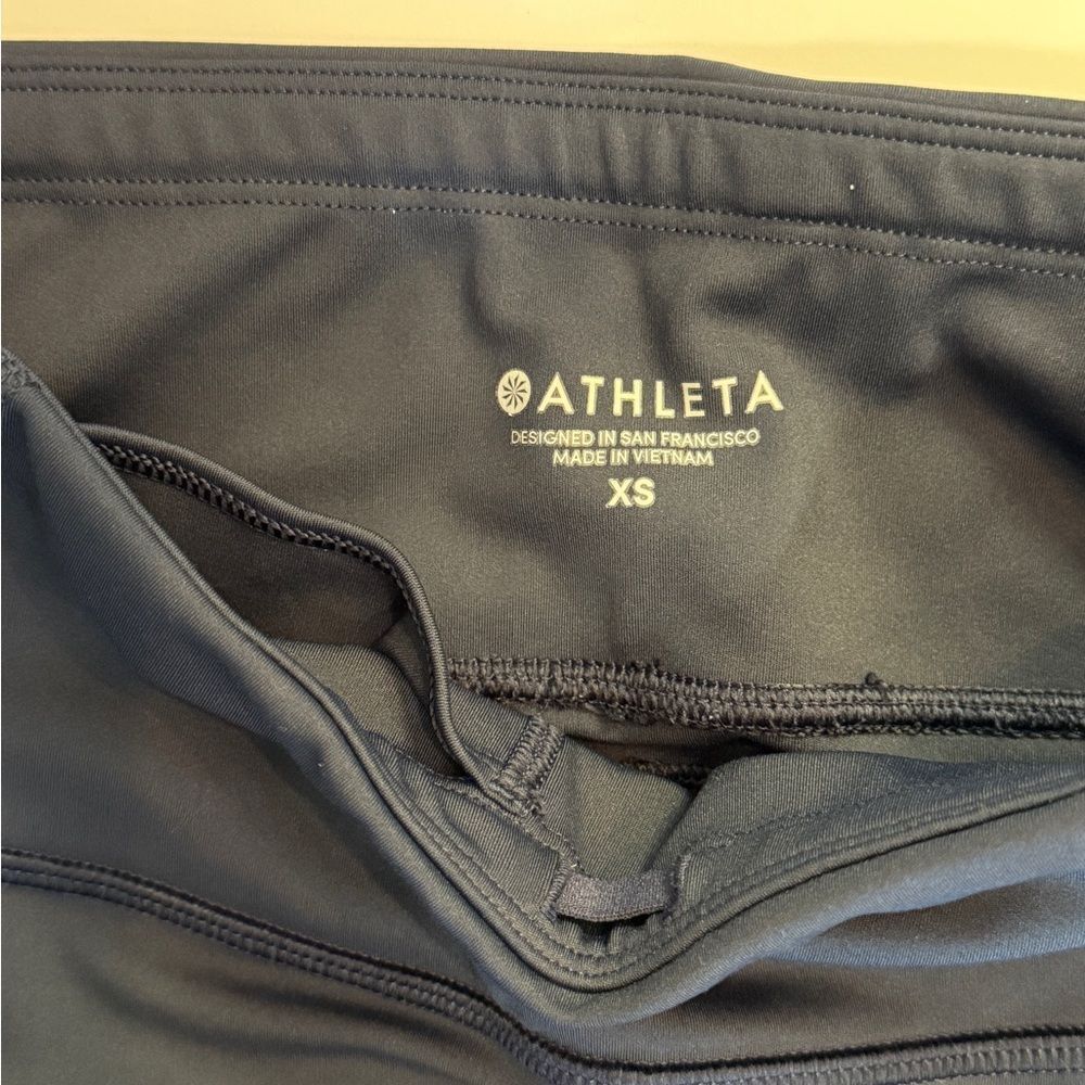 Athleta Navy Blue Laser Cut‎ Ventilated Running Leggings Pockets XS - Picture 4 of 5